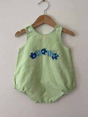 EUC Boys Gingham Caterpillar Appliqué Summer Bubble